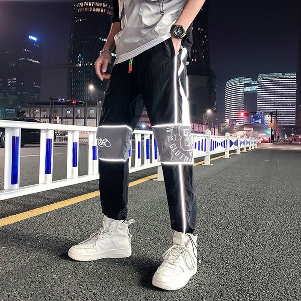 #2212 casual trousers loose black green men joggers streetwear hip hop pants men side striped 3m reflective pants summer thin
#2212 casual trousers loose black green men joggers streetwear hip hop pants men side striped 3m reflective pants summer thin