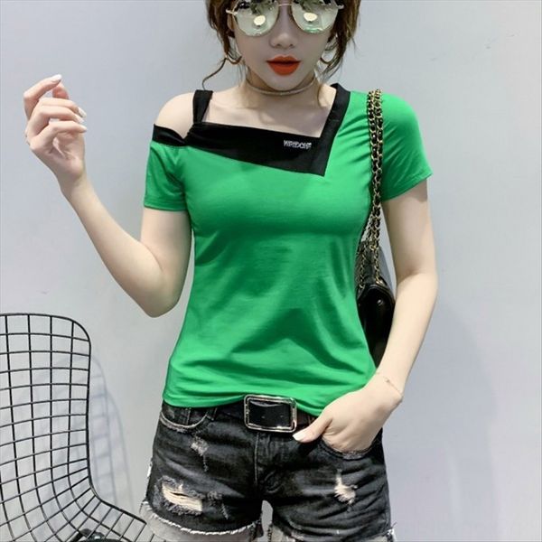 short-sleeved t-shirt women's 2020 t-shirt strap shoulder strap summer clothes slim shoulder half sleeve strapless collarbone contrast, White
short-sleeved t-shirt women's 2020 t-shirt strap shoulder strap summer clothes slim shoulder half sleeve strapless collarbone contrast, White