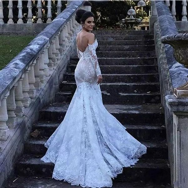 Full Lace Wedding Dresses Beach Off The Shoulder Long Sleeves Mermaid Wedding Dress Applique Sexy Back Bridal Gowns
Full Lace Wedding Dresses Beach Off The Shoulder Long Sleeves Mermaid Wedding Dress Applique Sexy Back Bridal Gowns