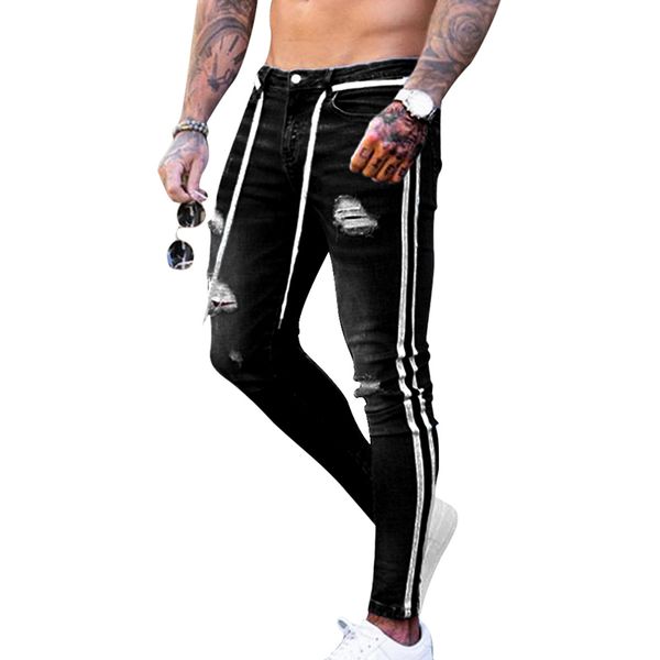 shujin hip hop мужчины узкие джинсы байкер разрушенный изношенные fit denim разорванные брюки джинсовые боковые полосы карандаш брюки модные, Blue
shujin hip hop мужчины узкие джинсы байкер разрушенный изношенные fit denim разорванные брюки джинсовые боковые полосы карандаш брюки модные, Blue