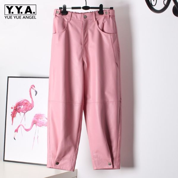 women's pants & capris fashion women pink loose fit sheepskin genuine leather harem ankle length high streetwear trousers female jogger, Black;white
women's pants & capris fashion women pink loose fit sheepskin genuine leather harem ankle length high streetwear trousers female jogger, Black;white