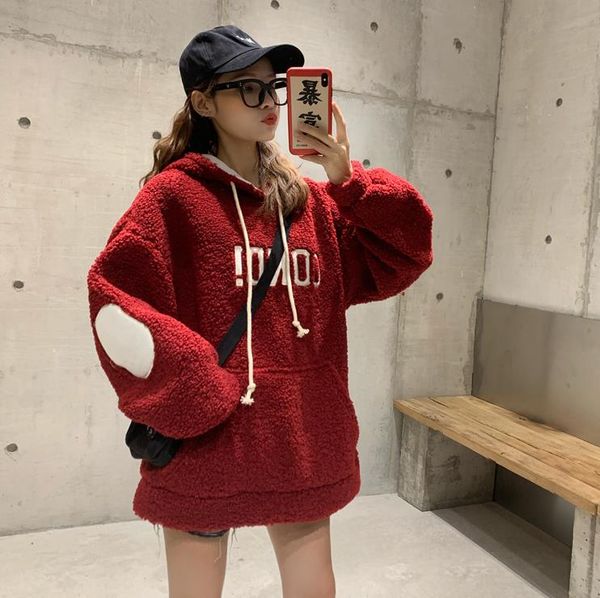 sweatshirt thickening female loose lazy hooded lamb fur coat female wild sweatshirt shirt, Black
sweatshirt thickening female loose lazy hooded lamb fur coat female wild sweatshirt shirt, Black