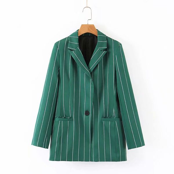 2019 women elegant green striped print chic blazer notched collar pocket female causal stylish outwear coat business ct273, White;black
2019 women elegant green striped print chic blazer notched collar pocket female causal stylish outwear coat business ct273, White;black