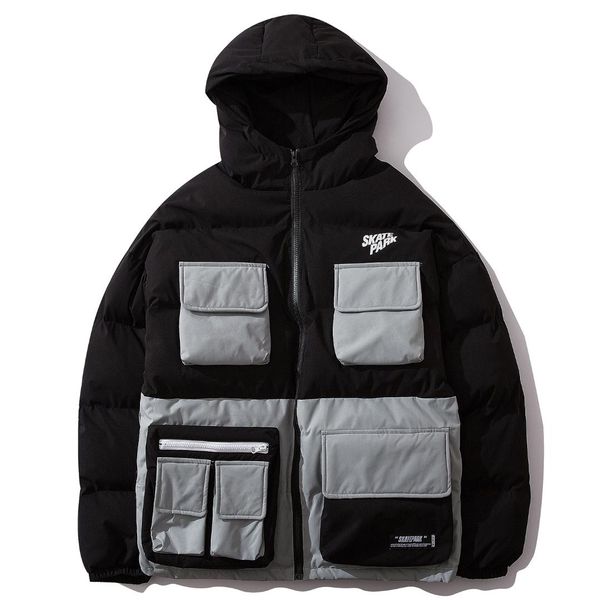 high street patchwork multi pockets men parkas winter harajuku hip hop warm padded coat couple windbreaker japanese streetwear, Black
high street patchwork multi pockets men parkas winter harajuku hip hop warm padded coat couple windbreaker japanese streetwear, Black