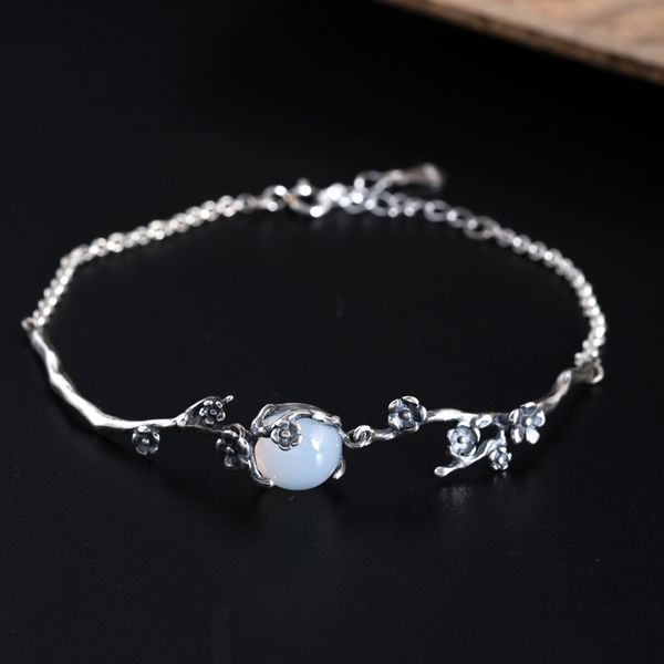 925 sterling silver natural jade plum blossom bracelets do old vintage design diy handmade bracelets for women charms jewelry, Golden;silver
925 sterling silver natural jade plum blossom bracelets do old vintage design diy handmade bracelets for women charms jewelry, Golden;silver