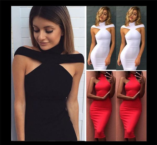 women halter dresses club designer solid color slim sleeveless bodycon dresses summer casual fashion womens party dresses, White;black
women halter dresses club designer solid color slim sleeveless bodycon dresses summer casual fashion womens party dresses, White;black