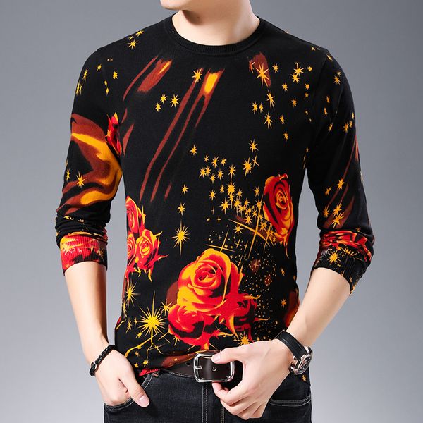 2019 casual floral printed pullover men sweater jersey clothing sweaters shirt mens fashion male knitwear, White;black
2019 casual floral printed pullover men sweater jersey clothing sweaters shirt mens fashion male knitwear, White;black