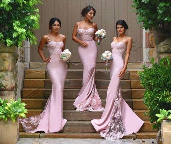 custom made blush pink bridesmaid dresses spaghetti strap sleeveless mermaid lace junior country evening dresses long maid of honor dresses, White;pink
custom made blush pink bridesmaid dresses spaghetti strap sleeveless mermaid lace junior country evening dresses long maid of honor dresses, White;pink