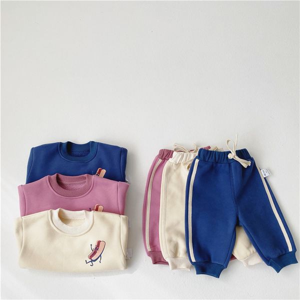 2019 winter boys and girls print loose plus velvet thick casual set, White
2019 winter boys and girls print loose plus velvet thick casual set, White