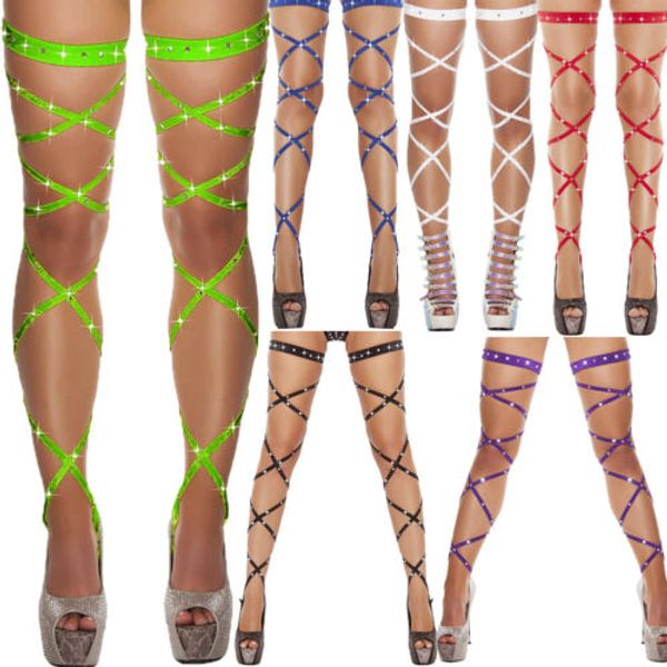 women stockings womens bandage fishnet stockings thigh-high rhinestone studded leg wraps stocking hosiery for party bar, Black;white
women stockings womens bandage fishnet stockings thigh-high rhinestone studded leg wraps stocking hosiery for party bar, Black;white