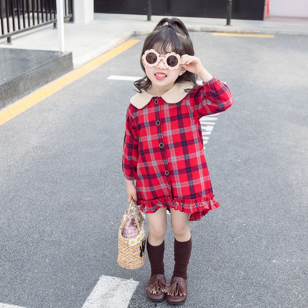 small children's long sleeve plaid dress spring toddler lapel casual princess kids dresses for girls cotton party loose vestidos, Red;yellow
small children's long sleeve plaid dress spring toddler lapel casual princess kids dresses for girls cotton party loose vestidos, Red;yellow