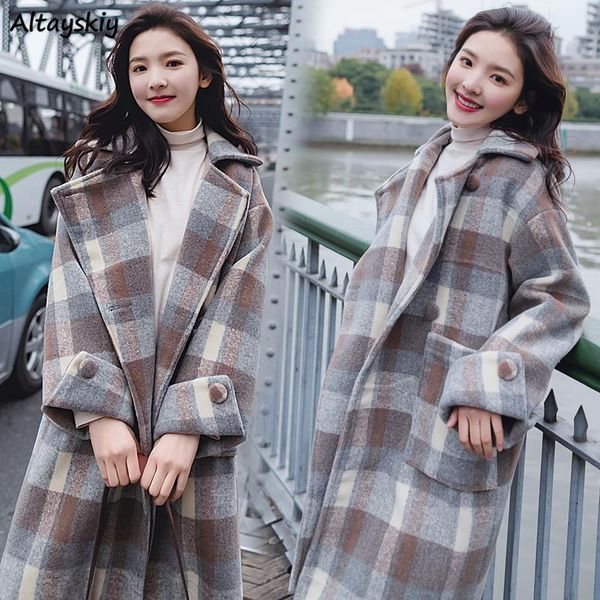 wool blends women classic popular plaid womens students woolen overcoat korean style stylish street wear big pockets, Black
wool blends women classic popular plaid womens students woolen overcoat korean style stylish street wear big pockets, Black
