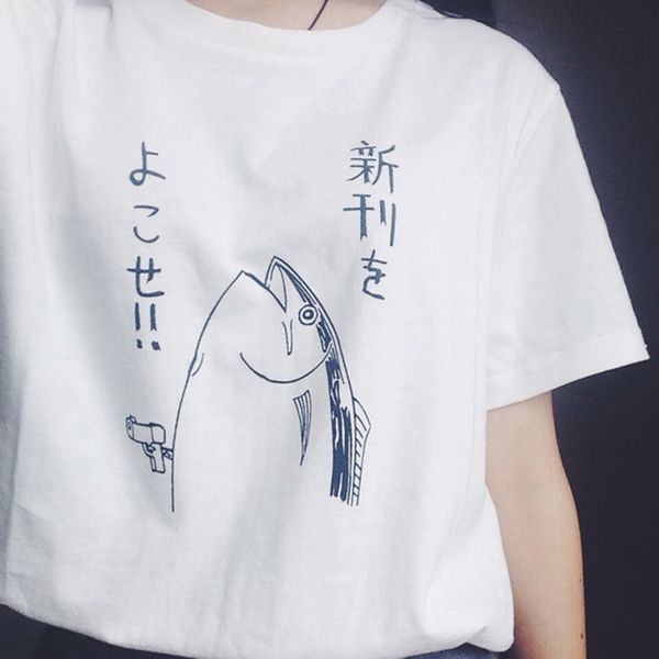 new summer fashion cute basic fish pattern japanese style halajuku wild funny short sleeve women white t shirt
new summer fashion cute basic fish pattern japanese style halajuku wild funny short sleeve women white t shirt