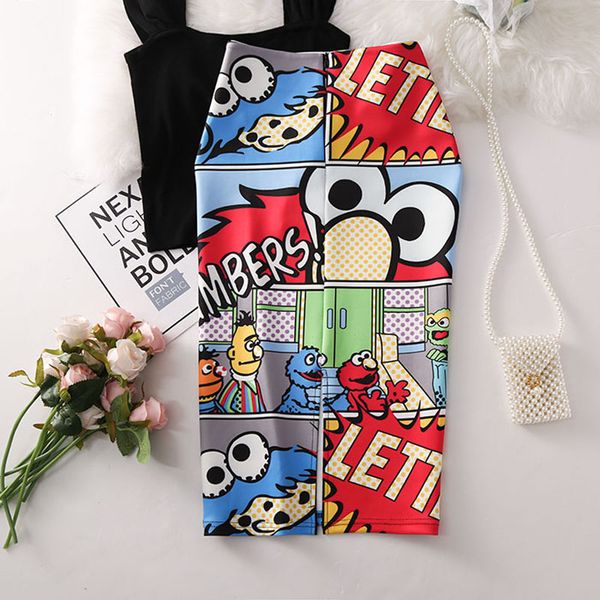 women's high waist slim cartoon letter print bag hip bodycon tube skirt summer knee high elastic pencil skirts falda wa525, Black
women's high waist slim cartoon letter print bag hip bodycon tube skirt summer knee high elastic pencil skirts falda wa525, Black