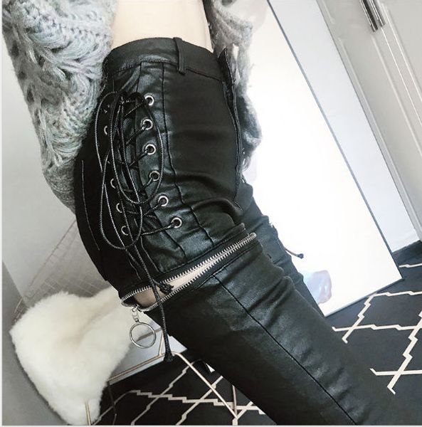 2020 spring new fashion womens designer pants slimmer legs leather pants zipper tight high waist pencil pants dress, Black;white 
2020 spring new fashion womens designer pants slimmer legs leather pants zipper tight high waist pencil pants dress, Black;white