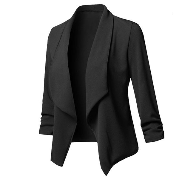 women office suit work wear elegant business long sleeves cardigan coat open front ruched asymmetrical casual top, White;black
women office suit work wear elegant business long sleeves cardigan coat open front ruched asymmetrical casual top, White;black