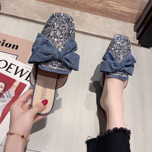 eoeodoit summer sweet sequined mules slippers square toe with big knot shoes women flat heel fashion sandals outside slides drag, Black
eoeodoit summer sweet sequined mules slippers square toe with big knot shoes women flat heel fashion sandals outside slides drag, Black