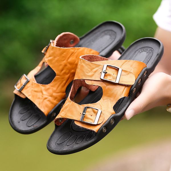 genuine leather slippers mens flat sandals women shoes double buckle famous brand arizona summer beach flip flops ing, Black
genuine leather slippers mens flat sandals women shoes double buckle famous brand arizona summer beach flip flops ing, Black