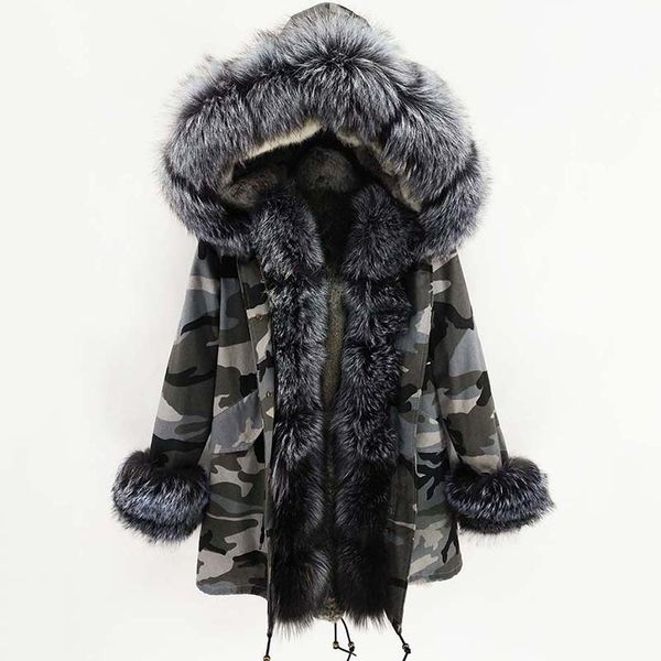 2019 new women winter camouflage jacket natural real fur collar hooded real fur liner long parka streetwear, Black
2019 new women winter camouflage jacket natural real fur collar hooded real fur liner long parka streetwear, Black