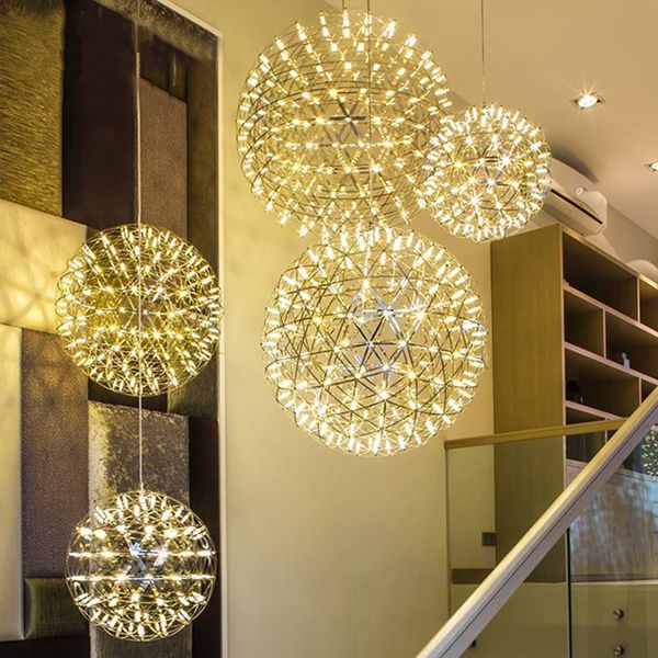 

modern brief loft spark ball led pendant light fixture firework ball stainless steel pendant lamps home deco lighting 110-240v