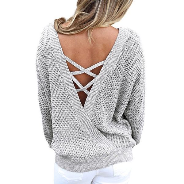 zadorin autumn korean style women pullovers solid long sleeve backless criss cross knitted sweater casual streetwear black, White;black
zadorin autumn korean style women pullovers solid long sleeve backless criss cross knitted sweater casual streetwear black, White;black