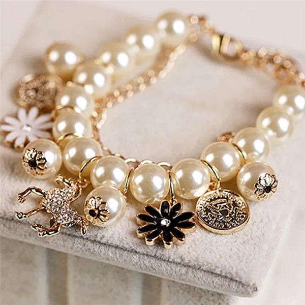pinksee elegant fashion multilayer simulated pearl beaded bracelet crystal horse flower dangle bangle & bracelet women jewelry, Black
pinksee elegant fashion multilayer simulated pearl beaded bracelet crystal horse flower dangle bangle & bracelet women jewelry, Black