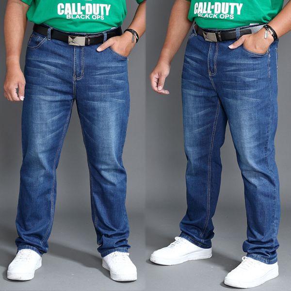 2019 spring and summer elastic jeans men fertilizer large size loose-fit plus-sized fat straight-cut slim women's force trousers, Blue
2019 spring and summer elastic jeans men fertilizer large size loose-fit plus-sized fat straight-cut slim women's force trousers, Blue