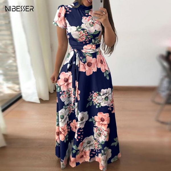 nibesser 2019 floral print long dress high waist short sleeve women maxi dress casual basic long charming flower dresses, Black;gray
nibesser 2019 floral print long dress high waist short sleeve women maxi dress casual basic long charming flower dresses, Black;gray
