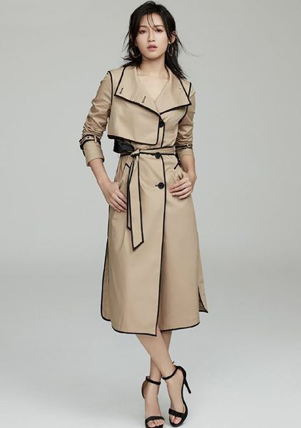 2019 autumn women's trench coat england style belt khaki dust coat women a901, Tan;black
2019 autumn women's trench coat england style belt khaki dust coat women a901, Tan;black