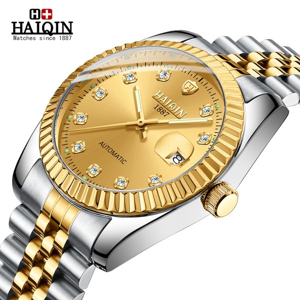 haiqin automatic watch men gold business mechanical watches men clock fashion waterproof relogio masculino 2020, Slivery;brown
haiqin automatic watch men gold business mechanical watches men clock fashion waterproof relogio masculino 2020, Slivery;brown