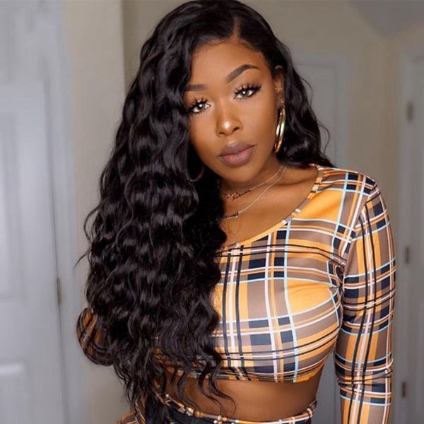 lace front wigs with baby hair glueless loose deep wave lace wig indian virgin human hair wigs, Black;brown