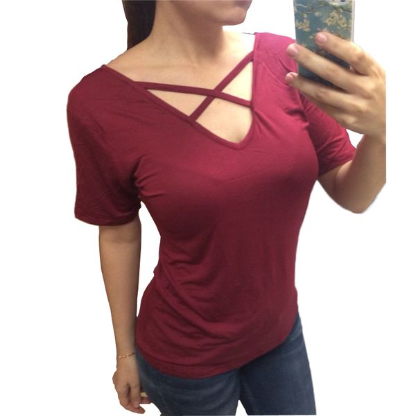 weigou women v neck cut out loose shirts casual women t shirt plus size bandage short sleeve cozy camisetas feminina, White
weigou women v neck cut out loose shirts casual women t shirt plus size bandage short sleeve cozy camisetas feminina, White