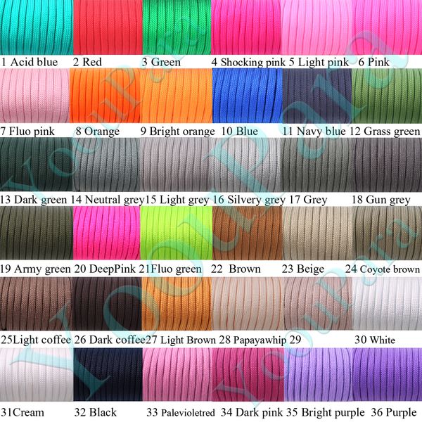 252 colors 50 m/spools paracord 550 paracord rope type iii 7 stand parachute cord outdoor camping survival wind rope wholesale
252 colors 50 m/spools paracord 550 paracord rope type iii 7 stand parachute cord outdoor camping survival wind rope wholesale