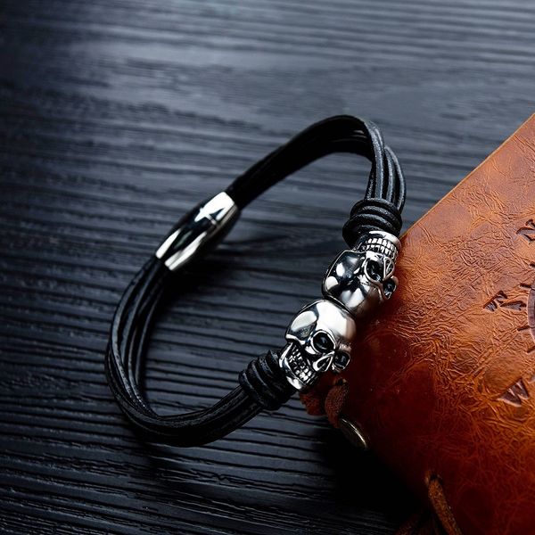 fashion jewelry mens charm braid multilayer leather skull bracelet finding stainless steel magnetic buckle design punk bracelets for men, Golden;silver
fashion jewelry mens charm braid multilayer leather skull bracelet finding stainless steel magnetic buckle design punk bracelets for men, Golden;silver