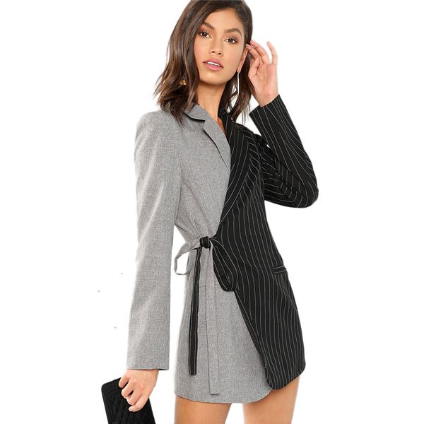 autumn women blazers and jackets colorblock tie waist surplice wrap womens blazer notched outerwear ladies long coat, White;black
autumn women blazers and jackets colorblock tie waist surplice wrap womens blazer notched outerwear ladies long coat, White;black