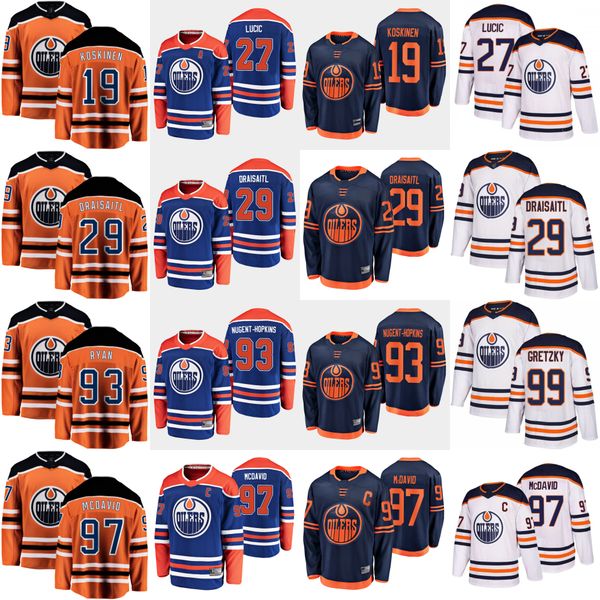 

edmonton oilers hockey jerseys connor mcdavid jersey mikko koskinen leon draisaitl wayne gretzky ryan nugent-hopkins milan lucic stitched, Black;red