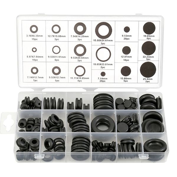 xd-125 piece rubber grommet eyelet ring gasket assortment set of 18 different sizes, with see-through divided organizer case
xd-125 piece rubber grommet eyelet ring gasket assortment set of 18 different sizes, with see-through divided organizer case