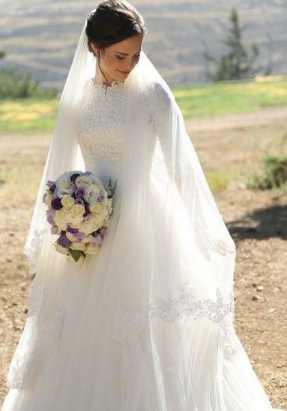 2019 muslim wedding dresses high neck half sleeves appliques satin tulle floor length modest wedding gowns bridal dresses zipper up, White
2019 muslim wedding dresses high neck half sleeves appliques satin tulle floor length modest wedding gowns bridal dresses zipper up, White