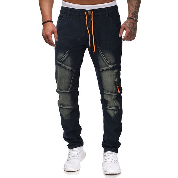 mens designer jeans vintage panelled fashion skinny zipper pocket mens pencil pants casual drawstring males clothing, Blue
mens designer jeans vintage panelled fashion skinny zipper pocket mens pencil pants casual drawstring males clothing, Blue