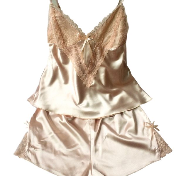 women pajamas set silk sleep wear deep v-neck spaghetti strap shorts lace pajamas home clothes wear pijamas set pijama, Blue;gray
women pajamas set silk sleep wear deep v-neck spaghetti strap shorts lace pajamas home clothes wear pijamas set pijama, Blue;gray