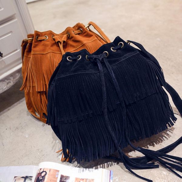 fashion women faux suede fringe drawstring bucket bag solid color crossbody shoulder vintage tassel messenger shoulder bags
fashion women faux suede fringe drawstring bucket bag solid color crossbody shoulder vintage tassel messenger shoulder bags