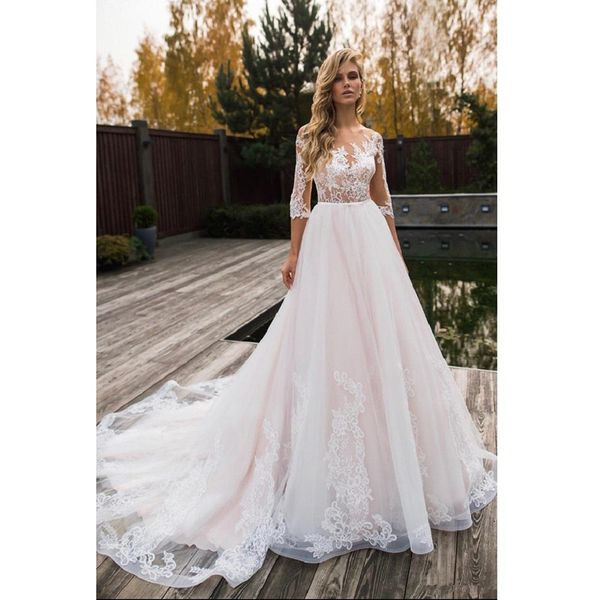 new wedding dress three quarter sleeves wedding gowns vestidos de novia 2020 lace bridal gown trouwjurken mariage robe, White
new wedding dress three quarter sleeves wedding gowns vestidos de novia 2020 lace bridal gown trouwjurken mariage robe, White
