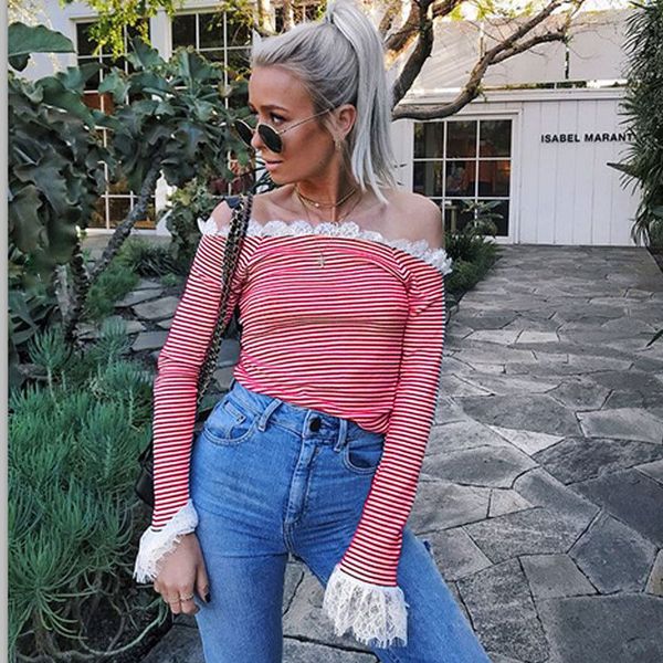 2 color xl striped lace patchwork tshirt women cotton elastic basic t-shirt female casual short sleeve t-shirt, White
2 color xl striped lace patchwork tshirt women cotton elastic basic t-shirt female casual short sleeve t-shirt, White