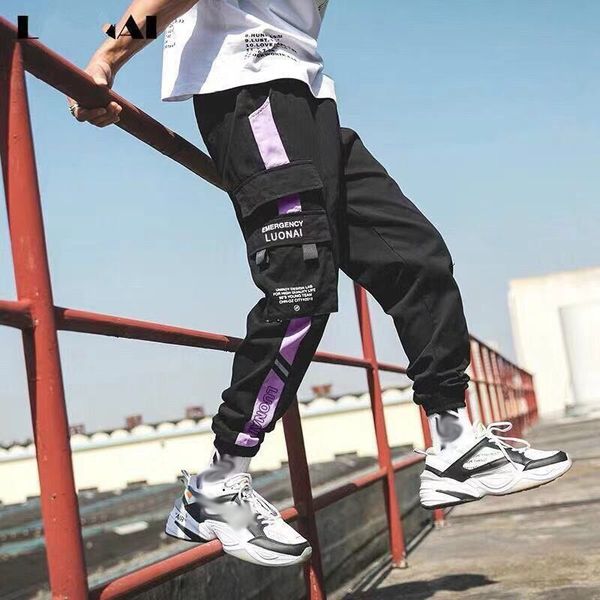 

Men Multi-pocket Harem Hip Pop Pants Trousers Streetwear Sweatpants Hombre Male Casual Fashion Cargo Men Jogger Pant, Purple