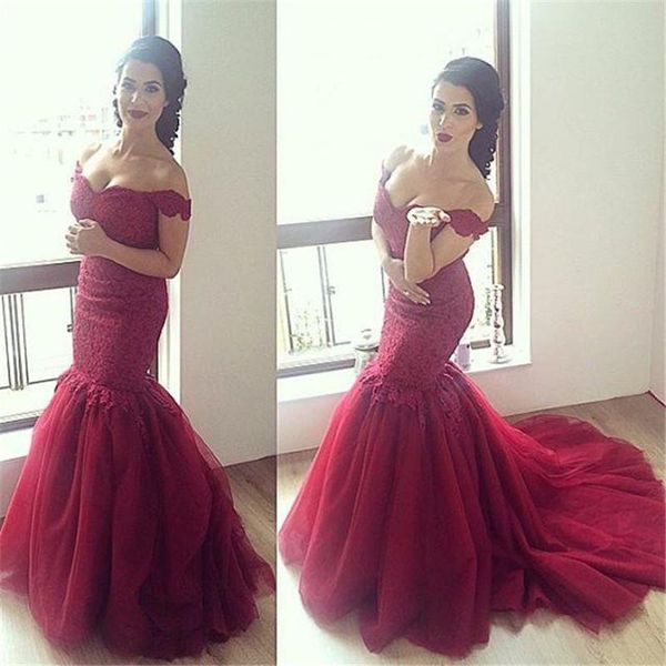 elegant burgundy prom dresses off the shoulder lace applique sweep train tulle custom made evening party gown formal occasion wear, Black
elegant burgundy prom dresses off the shoulder lace applique sweep train tulle custom made evening party gown formal occasion wear, Black