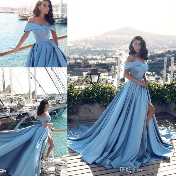 light blue elegant off the shoulder high splits evening dresses sweetheart formal party dresses sweep train prom gowns plus size, Black;red
light blue elegant off the shoulder high splits evening dresses sweetheart formal party dresses sweep train prom gowns plus size, Black;red
