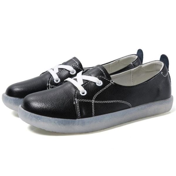 women flat white shoes genuine leather shoes lace up female fashion students sneakers women casual single kl367, Black
women flat white shoes genuine leather shoes lace up female fashion students sneakers women casual single kl367, Black