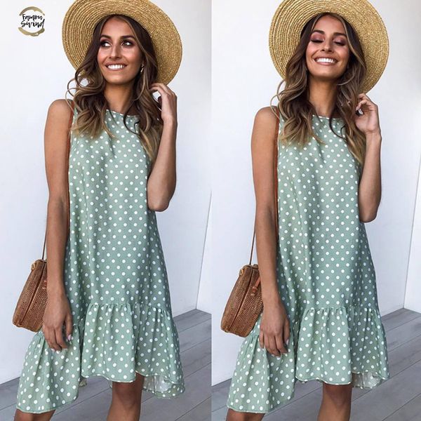 women summer dress fashion polka dot dress sleeveless beach mini dress casual printed short loose yellow sundress 2019, Black;gray
women summer dress fashion polka dot dress sleeveless beach mini dress casual printed short loose yellow sundress 2019, Black;gray