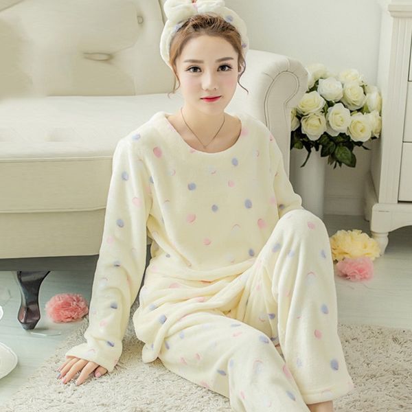 women cute warm pajama suits sweet thick flannel winter simple japanese style polka dots female fashion pants sleepwear, Blue;gray
women cute warm pajama suits sweet thick flannel winter simple japanese style polka dots female fashion pants sleepwear, Blue;gray