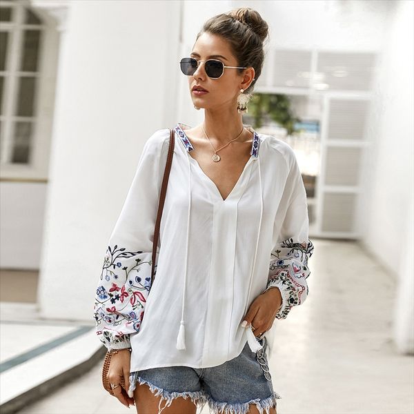 design women's 2019 summer women's 2019 summer long sleeve embroidery embroidery long sleeve top, White
design women's 2019 summer women's 2019 summer long sleeve embroidery embroidery long sleeve top, White